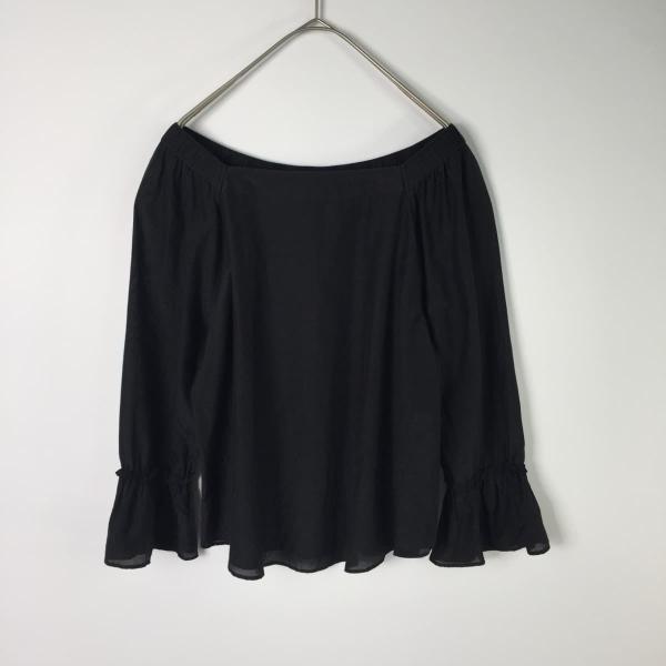 Nolley's  ノーリーズ 前後オフショルダーブラウス 袖フリル コットンシルク 7分丈カットソー