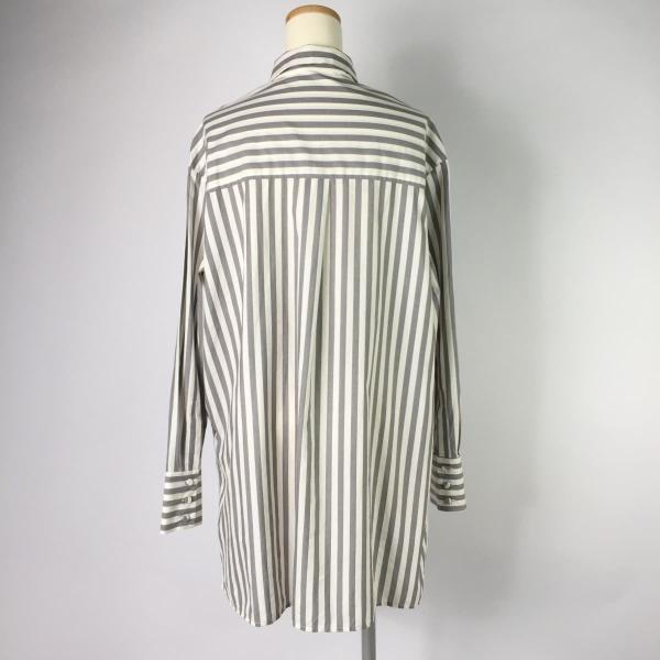 MAISON FLANEUR メゾンフラネウール ストライプシャツ 前後差ロング 長袖 コットン 