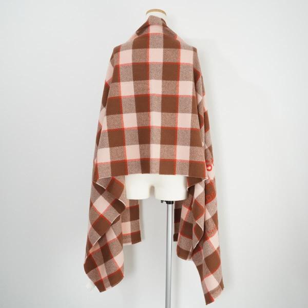 Acne Studios アクネストゥディオズ ブロックチェックロゴストール 大判 ウール羊毛 220×70 ブラウンピンク Block Cehck Logo Stole