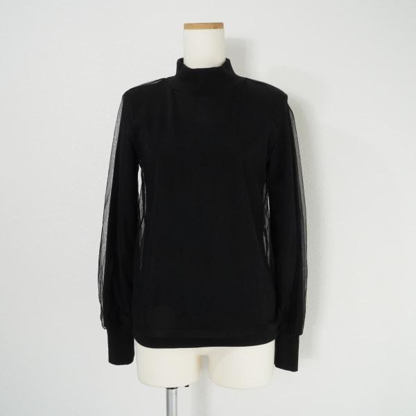 Ameri アメリ UNDRESSED HIGH NECKED TULLE TOP チュールレイヤードカットソー ハイネックトップス 黒 長袖