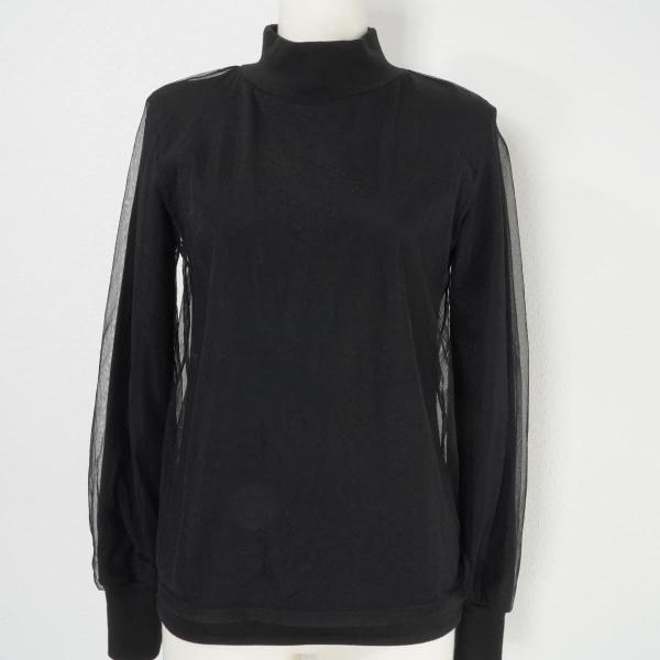 Ameri アメリ UNDRESSED HIGH NECKED TULLE TOP チュールレイヤードカットソー ハイネックトップス 黒 長袖
