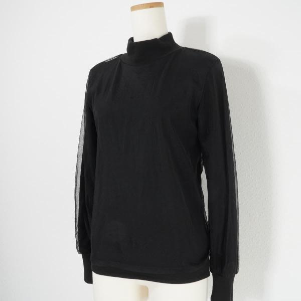 Ameri アメリ UNDRESSED HIGH NECKED TULLE TOP チュールレイヤードカットソー ハイネックトップス 黒 長袖