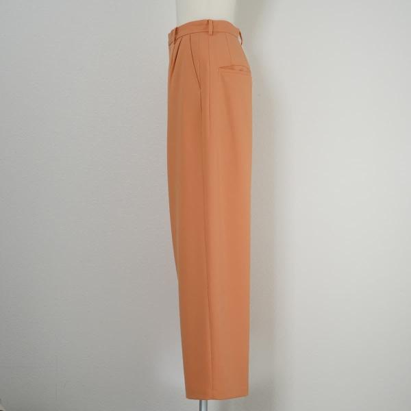 CLANE クラネ ベーシックタックパンツ BASIC TUCK PT ワイドストレート ストレッチ オレンジ