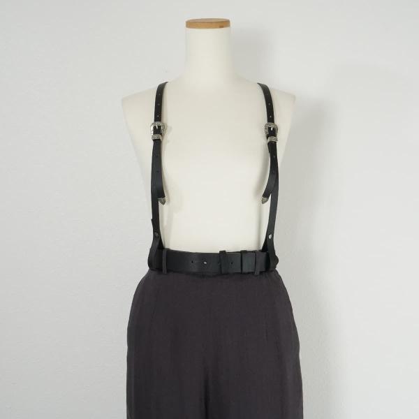 未使用 20SS Ameri アメリ 3WAY SUSPENDER BELT PANTS サスペンダーベルトパンツ ワイド リネンレザー
