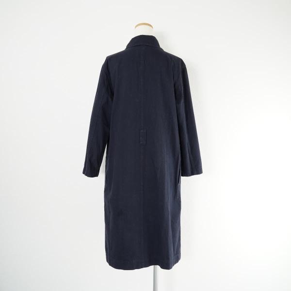 MHL. エムエイチエル 定価3.9万 YARN DYE COTTON TWILL ステンカラーコートワンピース コットン ロング 紺