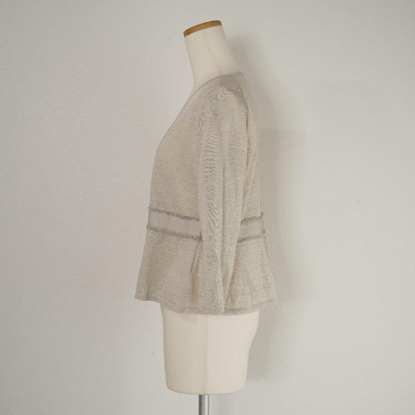 レナウン LESTERA レステラ リネン混 長袖カーディガン 羽織り Vネック ナチュラルベージュ アイボリー