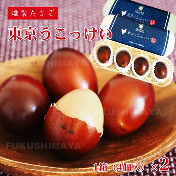 東京 うこっけい 燻製たまご 2箱 （1箱あたり4個入） | 烏骨鶏 燻製 薫製 くん製 スモーク たまご 玉子 卵 くんたま 高級 贅沢 ぜいたく 福虎