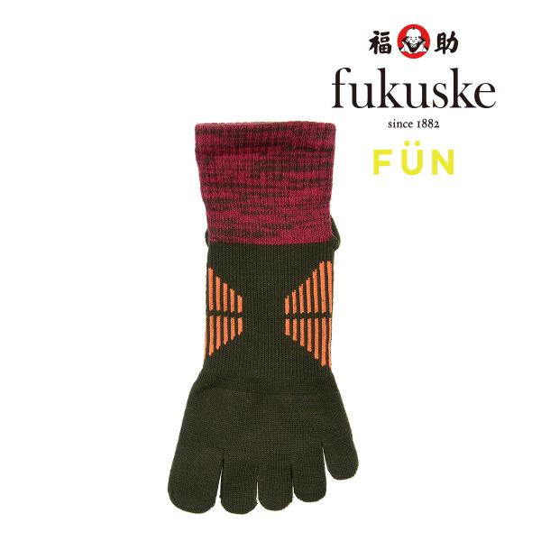 福助 公式 靴下 レディース fukuske FUN 足圧スポーツ すべり止め付 5本指 ショート丈 3262-24k 23-25cm ブラック 婦人 女性 フクスケ fukuske