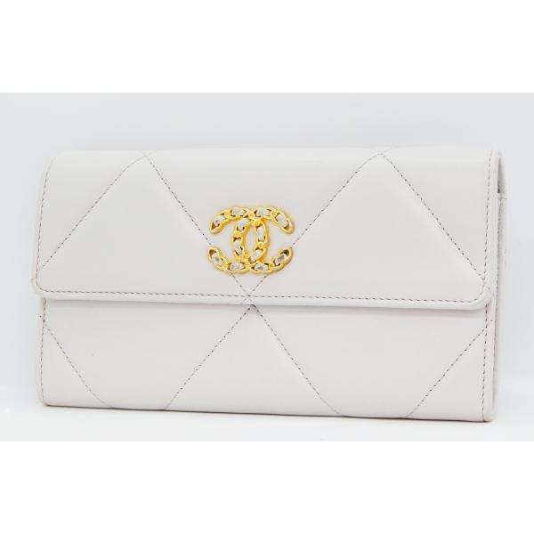 CHANEL19 (シャネル) ロングフラップ ウォレット ピンク 長財布