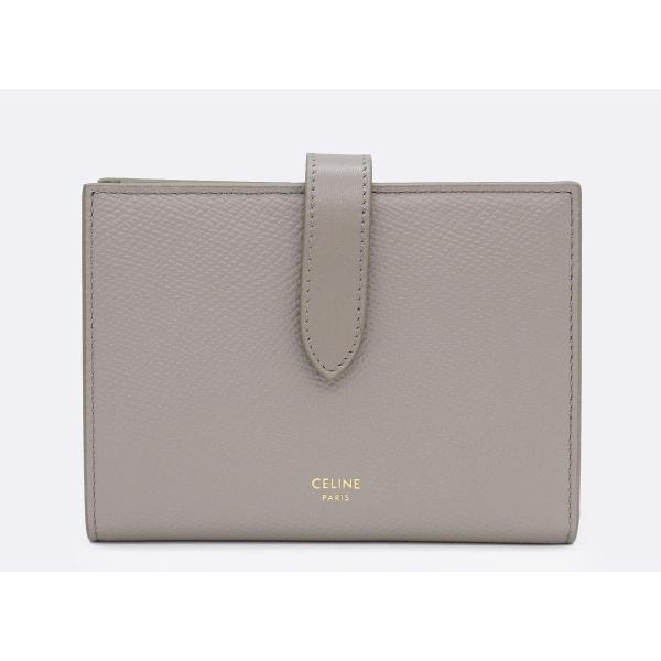 【CELINE】　ミディアムストラップウォレット　二つ折り財布　グレージュ 中古・古着通販】CELINE (セリーヌ) ミディアムストラップウォレット