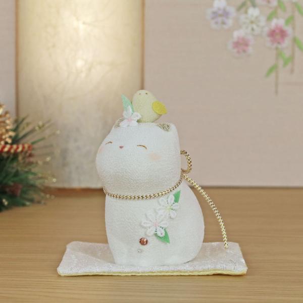 ☆白猫のタンゴ☆シーグラスアート　ねこ　ことり　ひなまつり fukuwa_40-910-14