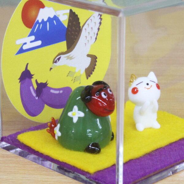 ガラス細工 置物 アクリルケース飾り【12ヵ月シリーズ 1月ししまい