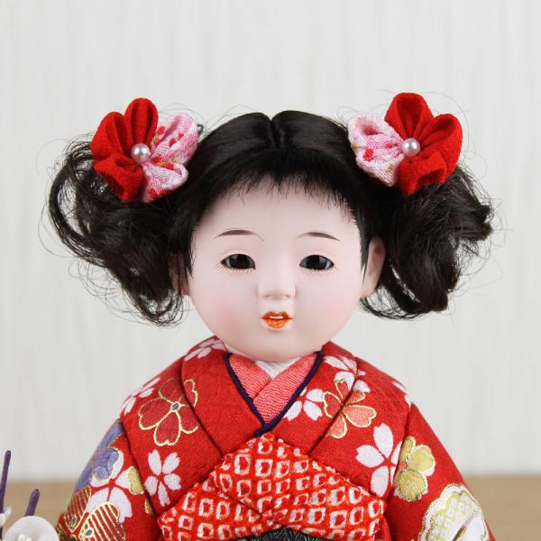 市松人形 木目込み 6号 ガラスケース入り 京染め市松人形(黄色)FUKU-R4