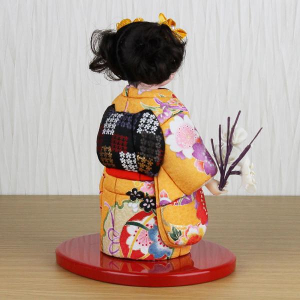 市松人形 木目込み 6号 ガラスケース入り 京染め市松人形(黄色)FUKU-R4