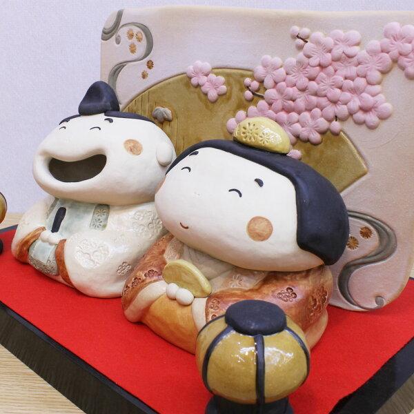 15日までお値下げ 陶器の雛人形 雛人形 陶器 お雛さま(うれし雛セット P-158-905)陶器飾り 桃の節句