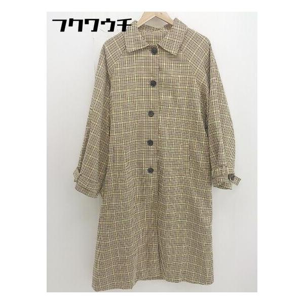 ■ ◎ udresser ユードレッサー チェック スリット 袖ベルト 長袖 ステンカラーコート サイズM ベージュ マルチ レディース