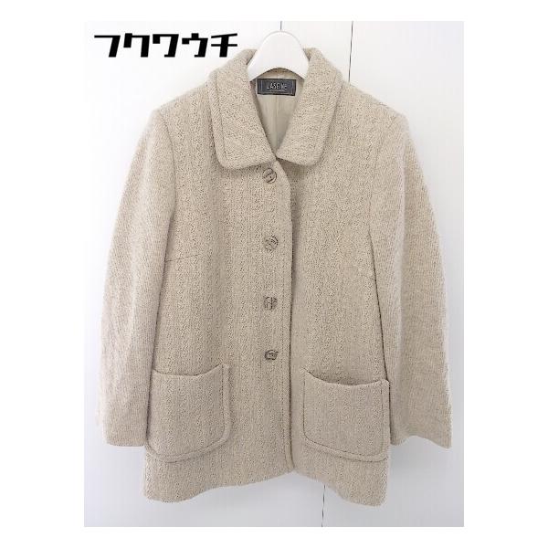 ◇ LASEINE ウール ニット 長袖 ステンカラーコート サイズ 9AR ベージュ レディース