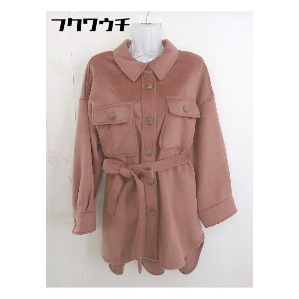 ■ ◎ w closet ダブルクローゼット 長袖 ステンカラーコート サイズF ピンク系 レディース