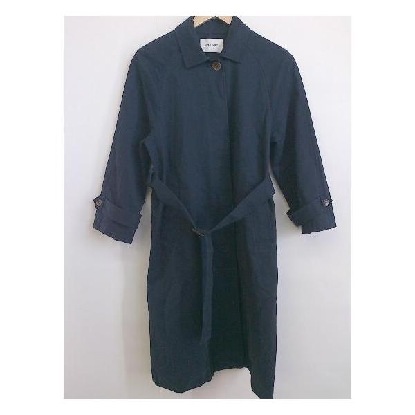 ◇ ◎ MOUSSY マウジー ベルト付 長袖 ステンカラー コート サイズ1 ネイビー レディース P
