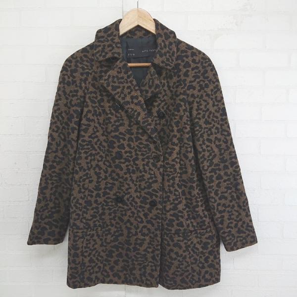 ◇ ZARA BASIC 豹柄 レオパード 長袖 ステンカラー コート サイズ EUR XS USA XS MEX 24 ブラウン ブラック レディース P