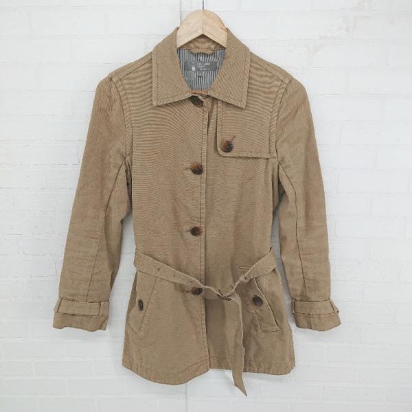 ◇ ◎ UNITED ARROWS PINK LABEL ベルト付 通勤 長袖 ステンカラー コート サイズM ベージュ レディース E