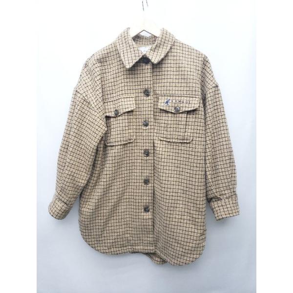 ■ 179/WG×KANGOL コラボ ビッグシルエット 通勤 通学 長袖 ステンカラー コート サイズ38 ブラウン レディース P