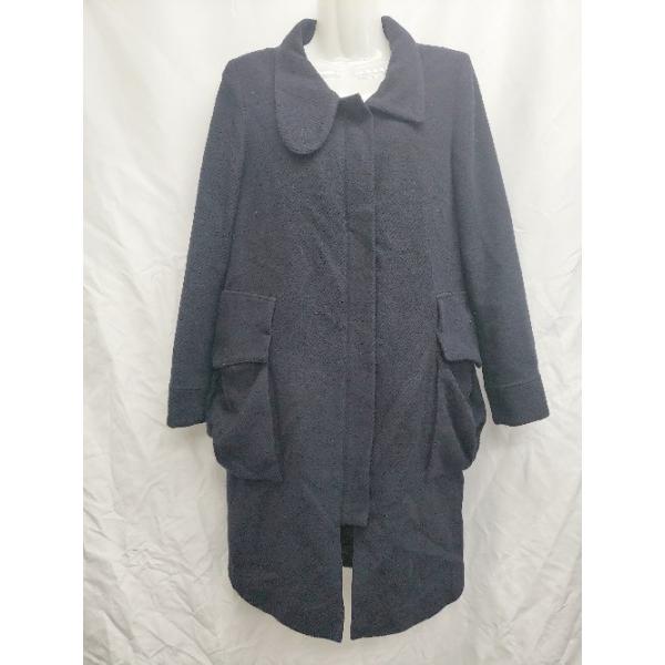 ◇ RED SEAM レッドシーム アンゴラ混 ジップアップ 長袖 ステンカラーコート サイズ36 ネイビー レディース P