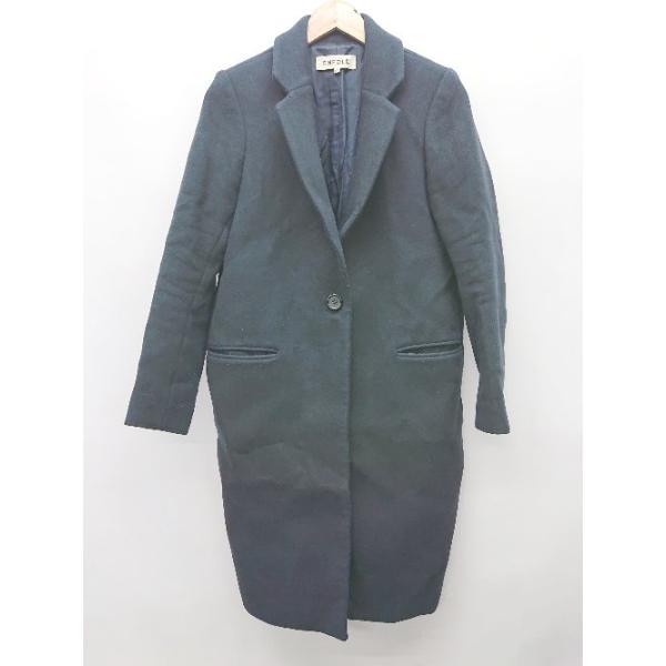 エンフォルド】チェスターコート ロング 38 日本製 ネイビー 変形デザイン