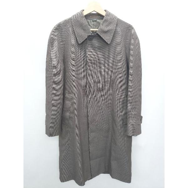 ◇ TSUBAMECOAT?ツバメコート チェック柄 長袖 ステンカラーコート サイズ165 ブラウン系 レディース P