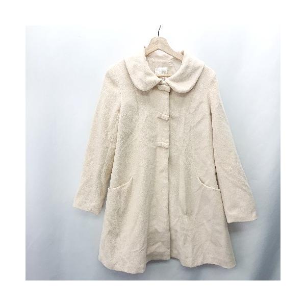■ ⊇ Secret Honey シークレットハニー リボン装飾 長袖 ステンカラーコート サイズ2 ベージュ系 レディース E