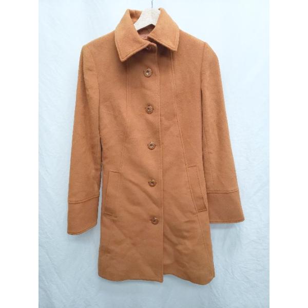 ◇ ◎⊇ Viaggio Blu ビアッジョブルー アンゴラ混 長袖 ステンカラー コート サイズ1 オレンジ レディース P