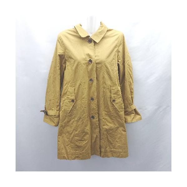 ◇ ⊇◎ LIVE IN COMFORT リブインコンフォート 裏起毛 チェック 長袖 ステンカラーコート サイズMP イエロー レディース E