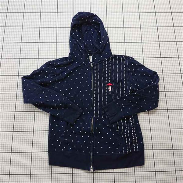◇ Θ グラニフ graniph ドット柄ジップパーカー ネイビー系 Mサイズ