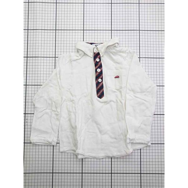 ◇ Θ ファミリア familiar 110 長袖ポロシャツ ホワイト系 キッズ E 