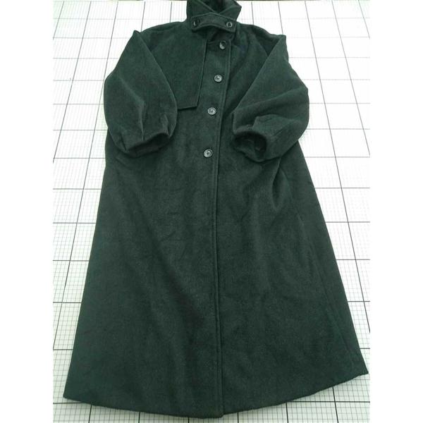 ◇ ⊇ LAUIR ラウアー スタンド／ステンカラー ロングコート フロントボタン オーバー感 ブラック系 Mサイズ レディース E