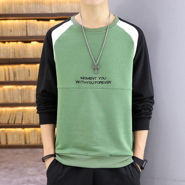 トレーナー メンズ トレーニング ウェア プルオーバー クルーネック 定番色 グリーン 黒 配色切替え オシャレ カジュアル スポーツ 春 秋服 送料無料 Chengxiu0006 服屋123 通販 Yahoo ショッピング