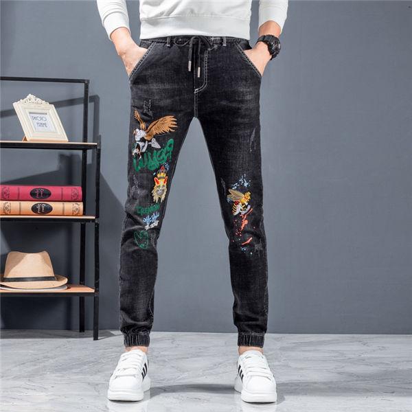 デニムパンツ メンズ ファッション デニムジーンズ イーグル 鷹 刺繍 黒デニムパンツ スリムデニム 刺繍デニム リブ加工 リボン付き オシャレ 春夏 送料無料 Couwuyi0010 服屋123 通販 Yahoo ショッピング