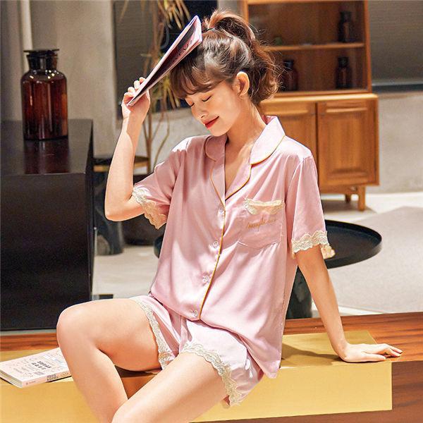 ルームウェア パジャマ レディース 上下セット シルク 半袖 トップス パンツ 部屋着 ホテル 春夏用 可愛い パジャマ 送料無料 Hjshuiyi0043 服屋123 通販 Yahoo ショッピング