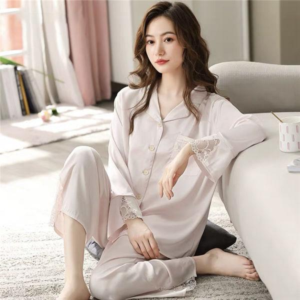 ルームウェア パジャマ レディース 上下セット 部屋着 シルク シンプル 無地 涼しい 長袖 トップス ロングパンツ 春秋用 可愛い パジャマ 送料無料 Hjshuiyi081 服屋123 通販 Yahoo ショッピング