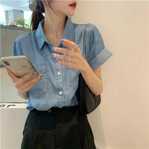 シャツ レディース おしゃれ 夏 半袖 スポーツ デニムシャツ シンプル カジュアル 夏服 お洒落 大人 かわいい 可愛い 50代 40代 30代 代 送料無料 Kbvksp1300 服屋123 通販 Yahoo ショッピング