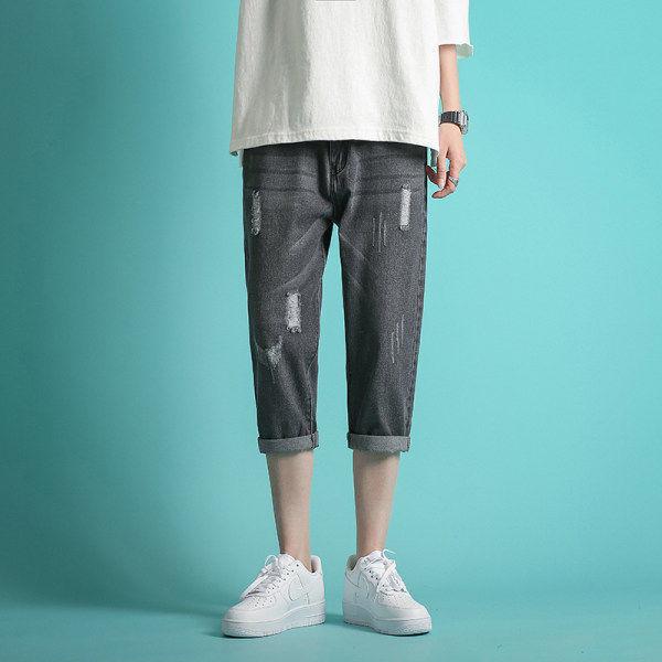 クロップドパンツ メンズ 黒パン ジーンズ ズボン ファッション デニムジーンズ シンプル オシャレ ゆったり ダメージ加工 夏服 夏物 送料無料 Kkyytp0031 服屋123 通販 Yahoo ショッピング