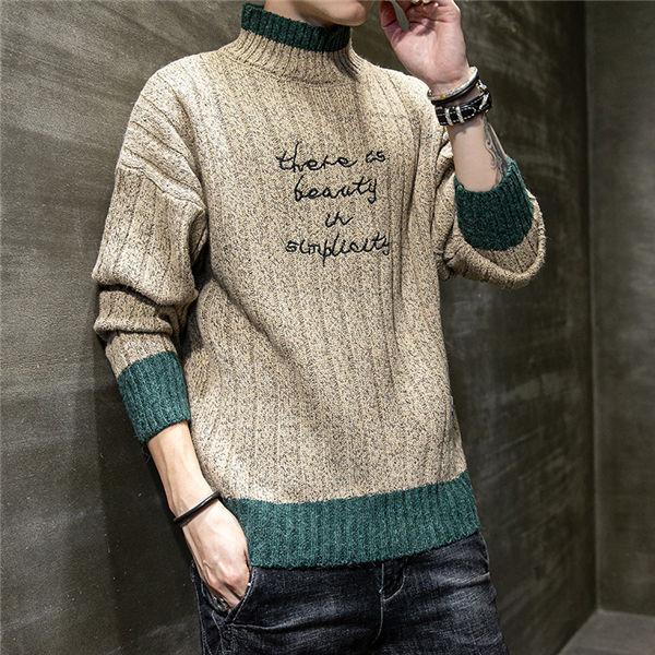 ニットセーター メンズ あったか カジュアルセーター せーたー 保温 ハーフネック 袖 配色切替え 美シルエット ニットソー 冬服 保温防寒 送料無料 Maoyinen0015 服屋123 通販 Yahoo ショッピング