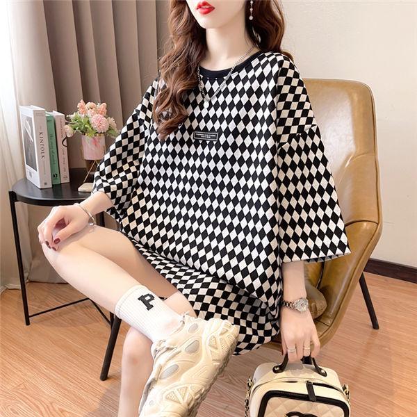 半袖tシャツ レディース 和柄 ビッグtシャツ チェック柄 半袖tシャツ 可愛い ゆったり カットソー 半そでtシャツ ゆるカットソー 夏服 肌着 リゾート Mnfrdx 服屋123 通販 Yahoo ショッピング