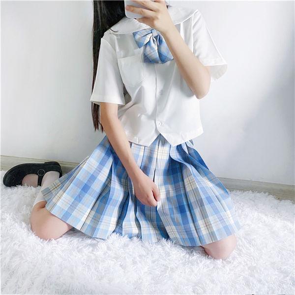 最大94%OFFクーポン L セーラー服上下セット 制服 スカート女子 セクシーコスプレ 青