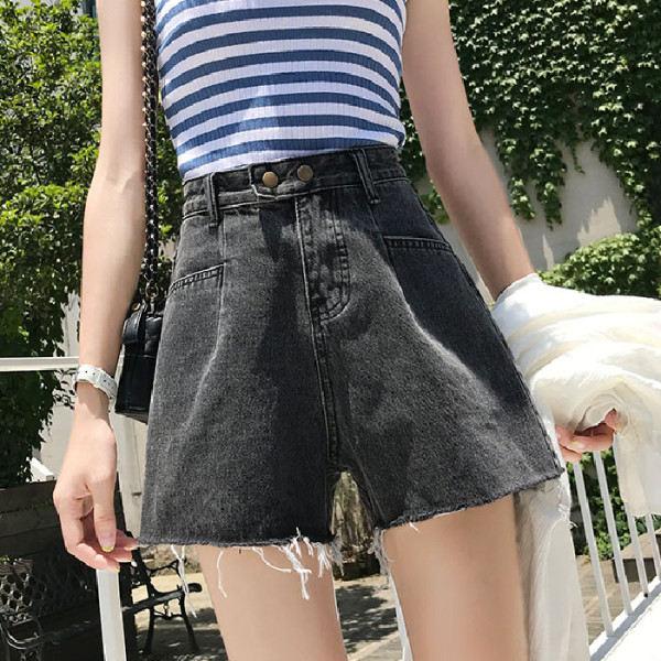 レディース ジーンズ デニムパンツ ショートパンツ MIDI 黒パン ハーフパンツ ショーツ スウェットパンツ ウェア 太め 無地 夏 送料無料 予約販売 :xiejienvduen0008:服屋123 通販 デニムパンツ短パン 新品