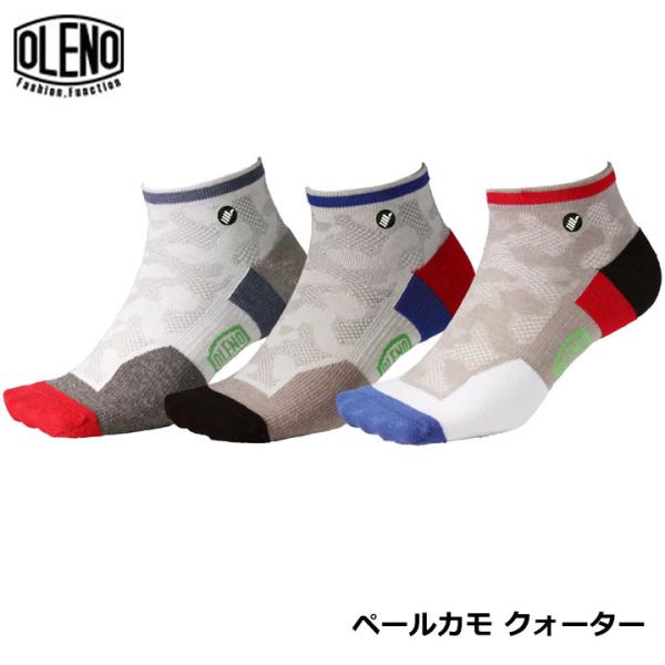 オレノ 02-004 ペールカモ クォーター レッドトウ/ブルートウ/ブラックトウ OLENO ソックス 靴下 10p