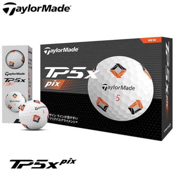 [Release date: February 16, 2024]TaylorMade テーラーメイド TP5x pix ホワイト ゴルフボール 1ダース（12球入り）日本正規品【カバー】キャストウレタンカバー【ボール構造】５層構造