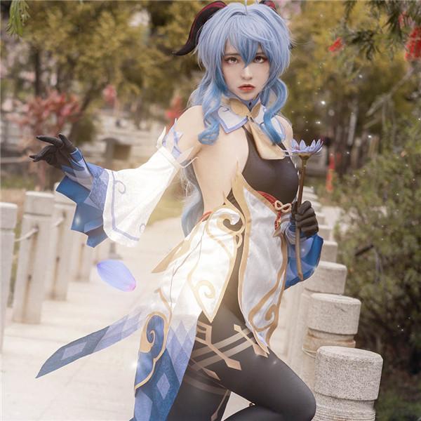 上品な Uwowo 原神 甘雨 かんう ウサギ装ドレス コスプレ衣装 ウィッグ