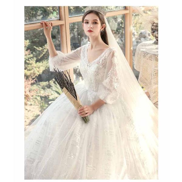 ウェディングドレス 花嫁 大きいサイズ バルーン袖 ぽっちゃり 結婚式