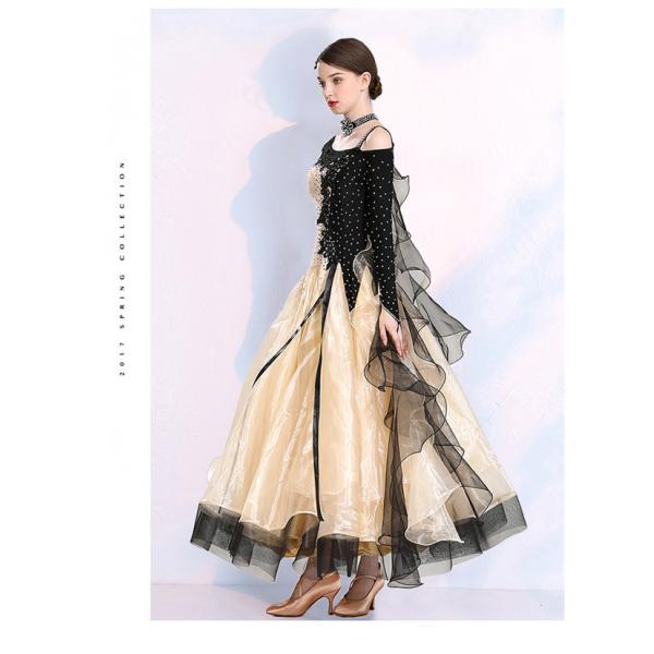 社交ダンス ワンピース モダンドレス 赤 大きいサイズ 長袖 黒 ダンス